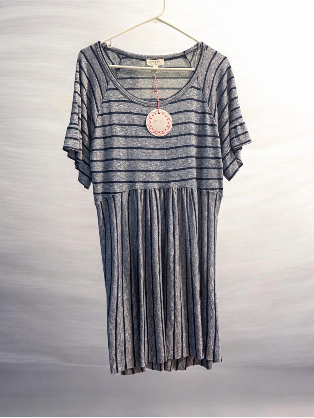 Umgee Gray and Black Striped Mini Dress